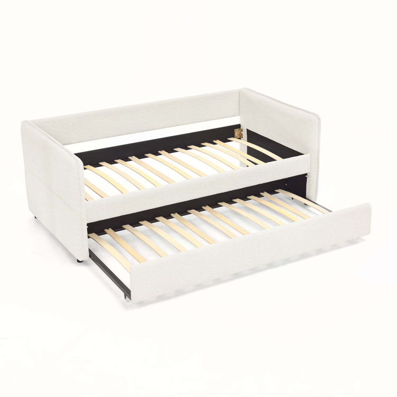 Élégant lit de jour rembourré avec couchette Boucle, canapé-lit simple, confortable et peu encombrant