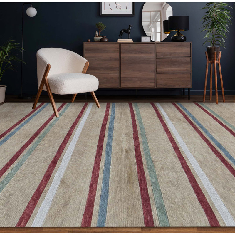 Hand Woven Wool Striped Area Rug