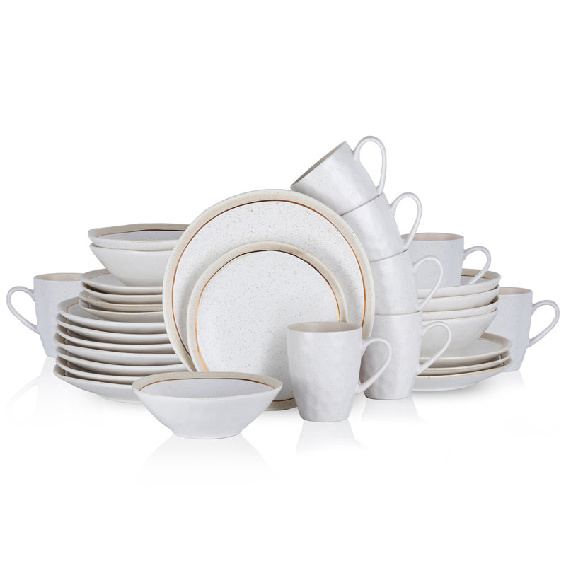Service de table en porcelaine 32 pièces Stone Lain Clara, Blanc