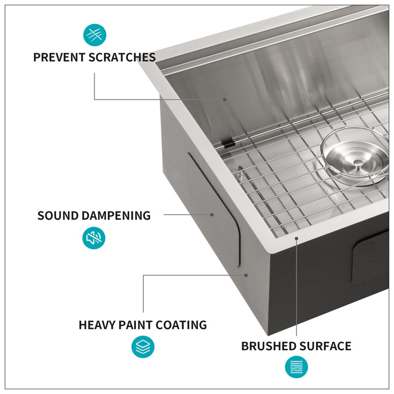 Single Bowl Undermount Workstation Kitchen Sink - 27"X19"X 10" Inch 16 Gauge Stainless Steel Deep Sink