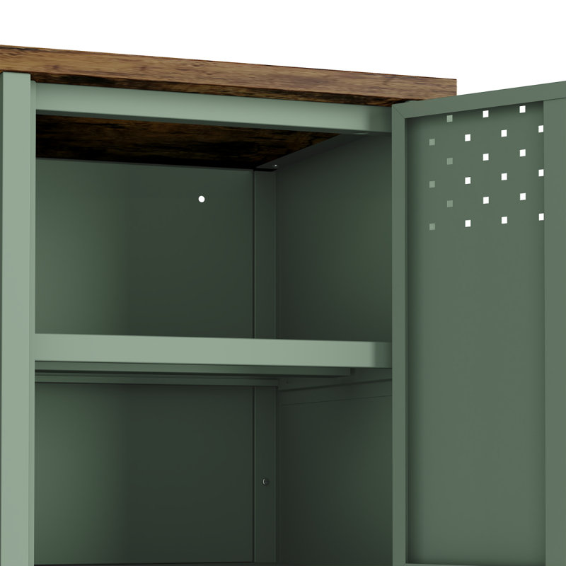Armoire de rangement en métal vert sauge 47 po Landen, Vert sauge