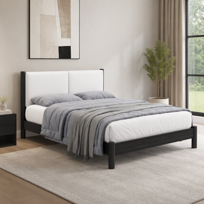 Wooden Platform Bed with Headboard