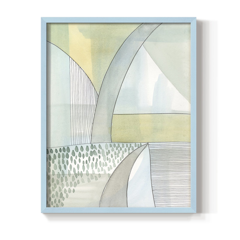 Mint Reflection II Framed Print - Solid Wood, Bleu, H 30 po x l 24 po