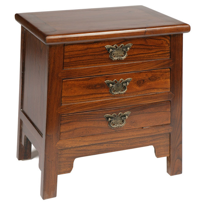 Hangzhou 54.5cm W Solid Wood Bedside Table, Warm Elm
