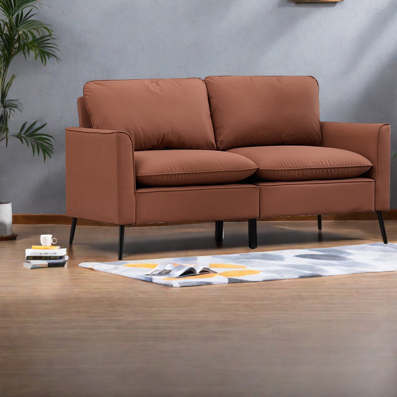 Comfortable Leather Sofas 55.9 Inch Modern Compact Loveseat For Home