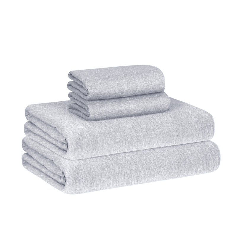 Ensemble de draps en jersey respirant 100% jersey de coton respirant | Toutes saisons, gris clair, Gris clair