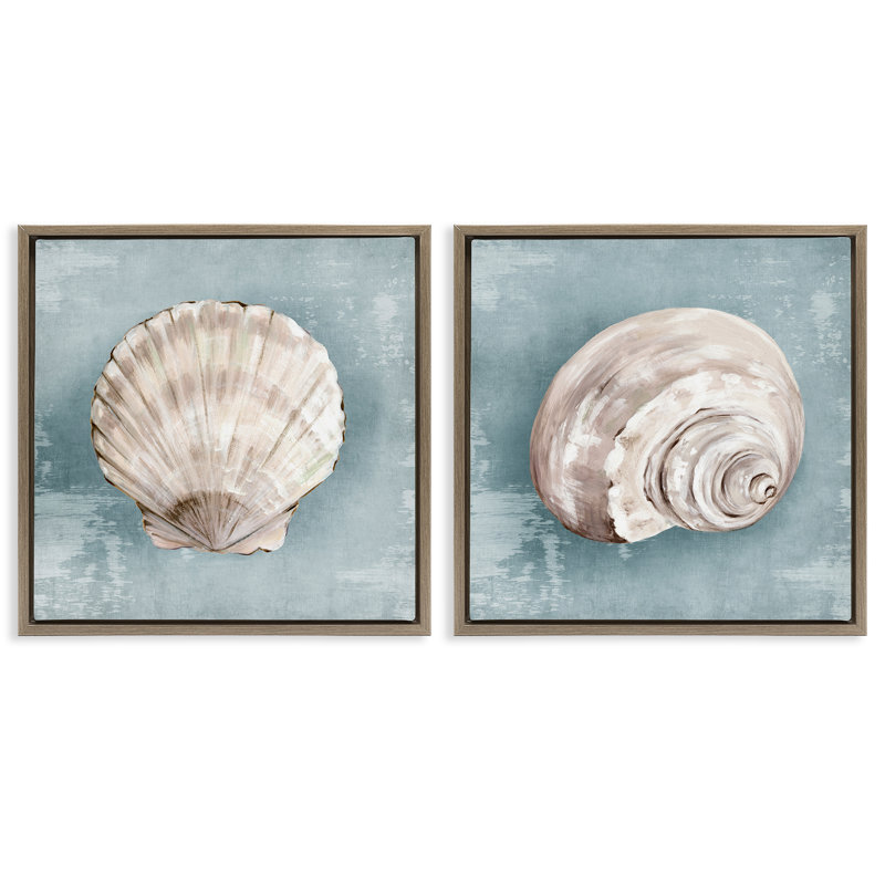 Ensemble de cadres flottants 2 pièces Seashell Whispers of Shore, design par Eli Jones, H 25 po x l 25 po