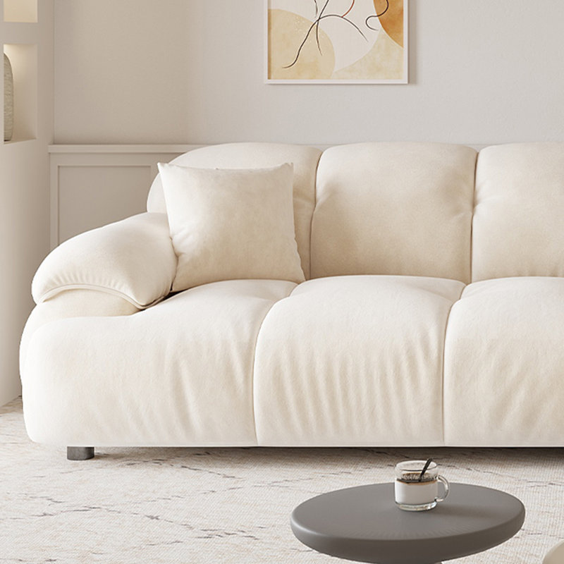 Creamy retro in-line marshmallow cat scratch sofa, 27.55" H x 126" W x 39.76" D, 5