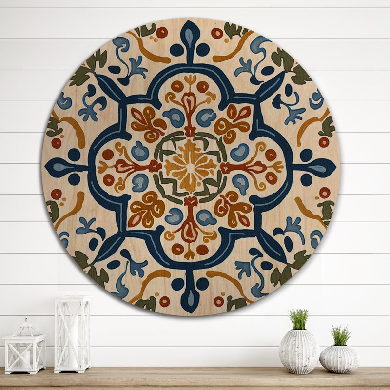 Carreaux de la Méditerranée en bleu rétro IV - Art mural en bois abstrait - Bois de pin naturel, H 23 po x l 23 po x P 1 po