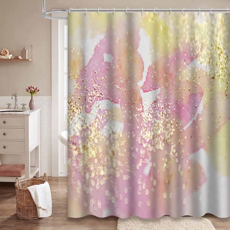 Rideau de douche abstrait aquarelle abstraite avec 12 crochets, L 72 po x l 84 po