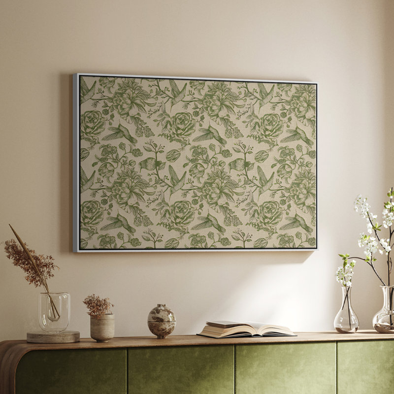 Botanique rétro - CX, H 17 po x l 25 po, Toile avec cadre flottant, Blanc