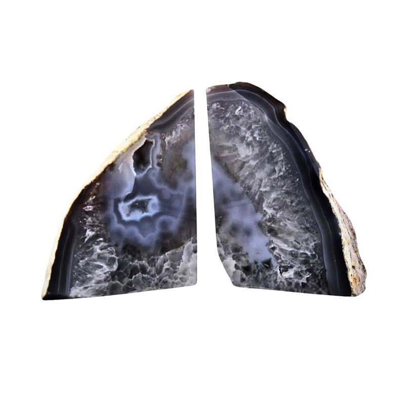 Eternity Agate Medium Pair Bookends |  Grey, 6.5" H x 4" W x 8" D