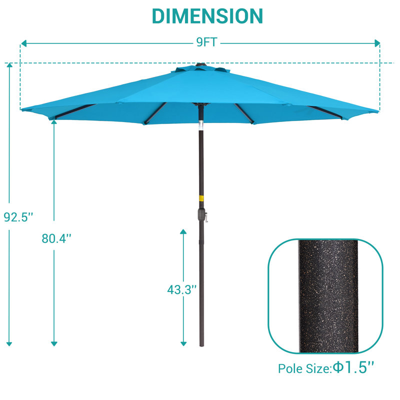 Parasol de marché 9 pi Bevers, Bleu lac