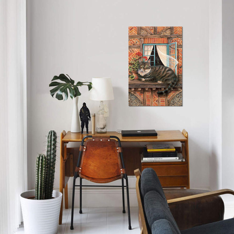 «Malteazer at the Window», impression sur toile, H 18 po x l 12 po x P 1,5 po, Pas de tapis, Toile tendue