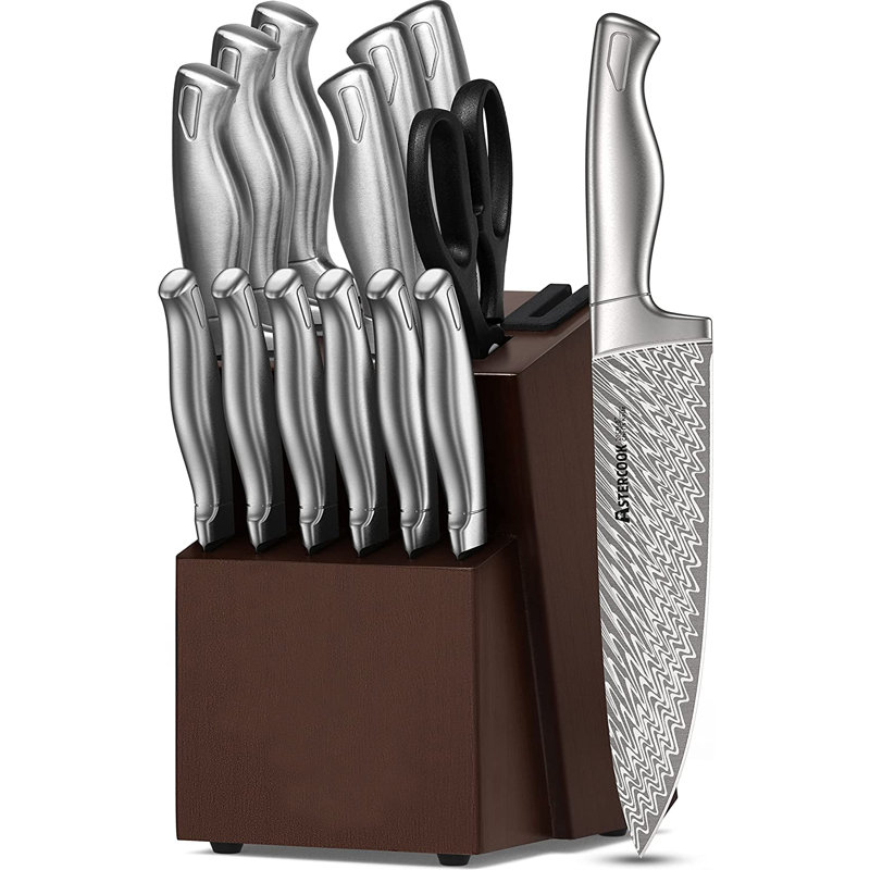 AIRPJ 14 Piece Stainless Steel Knife Block Set