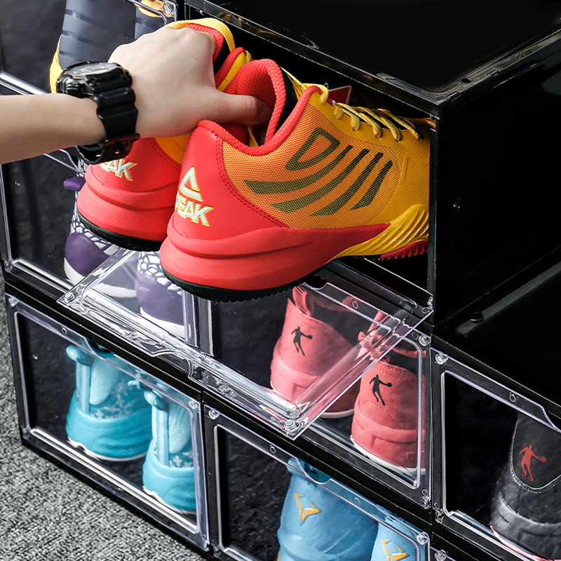Boîte de rangement magnétique pour chaussures empilable, Noir