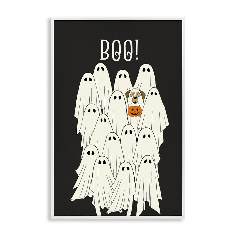 «Boo Ghost with Dog», giclée encadrée par JJ Design House LLC, H 18 po x l 12 po