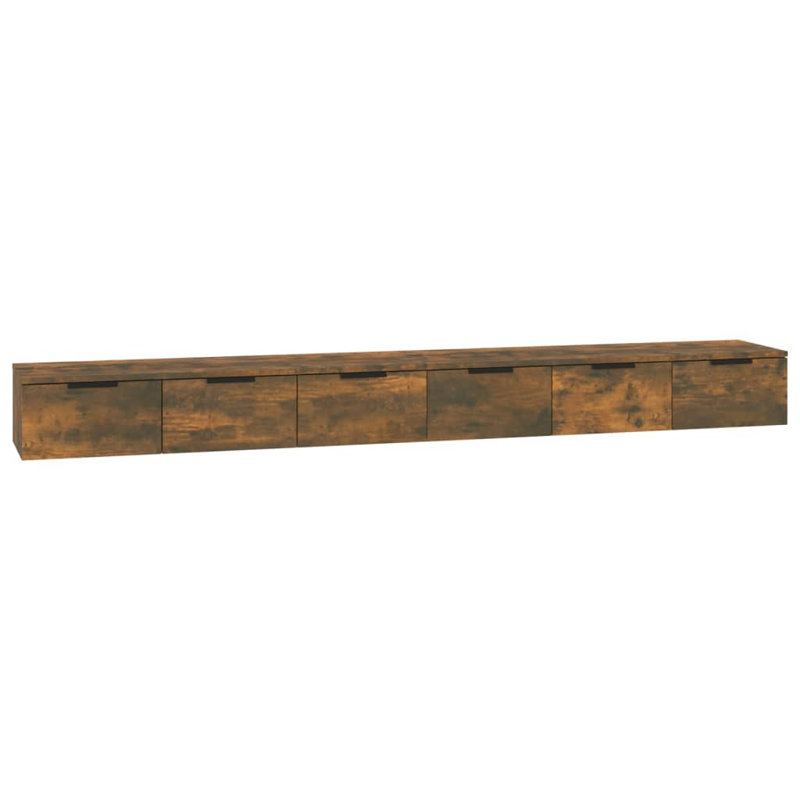 6 Piece Floating Shelf, Smoked Oak