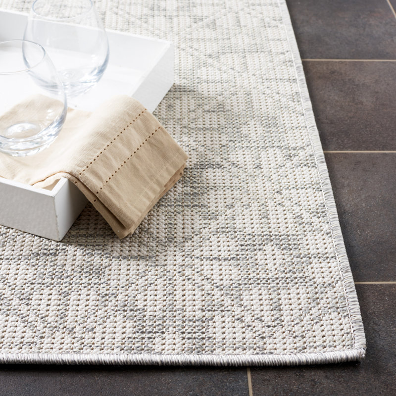 Gray and Ivory Geometric Hand-knotted Rectangular Rug
