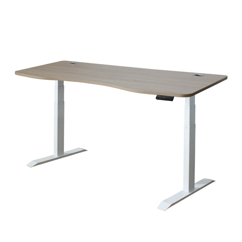 Bureau debout à hauteur ajustable Toni, Chêne naturel / blanc