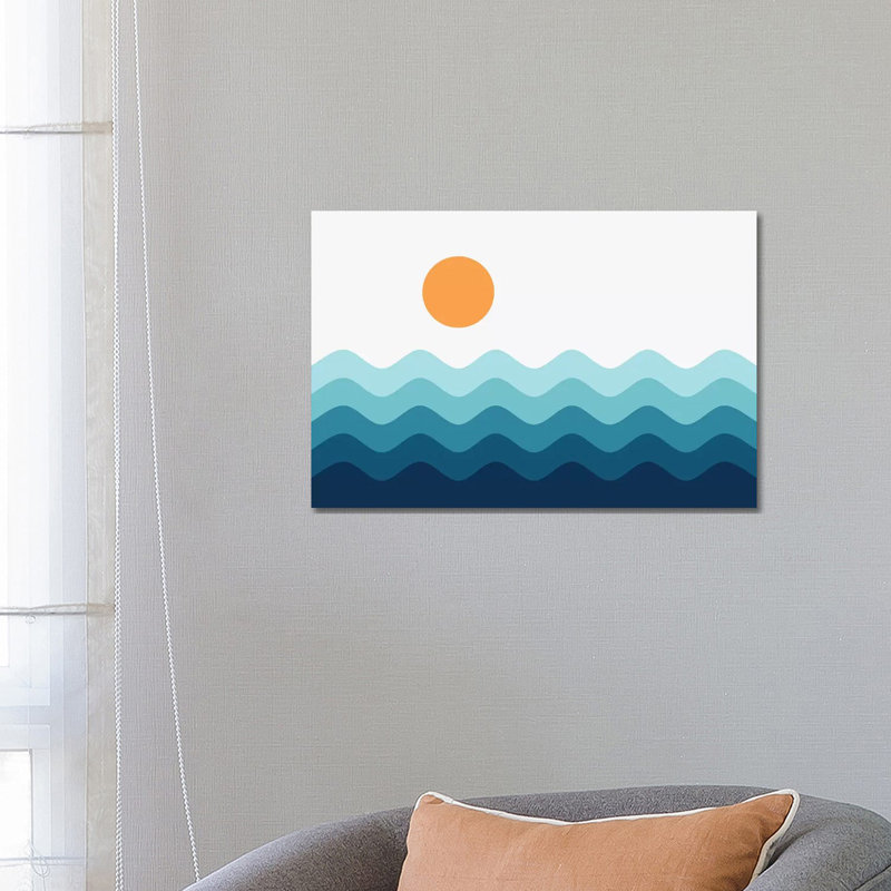 Paysage abstrait, impression d’art graphique, Pas de tapis, H 18 po x l 26 po x P 1,5 po, Toile tendue