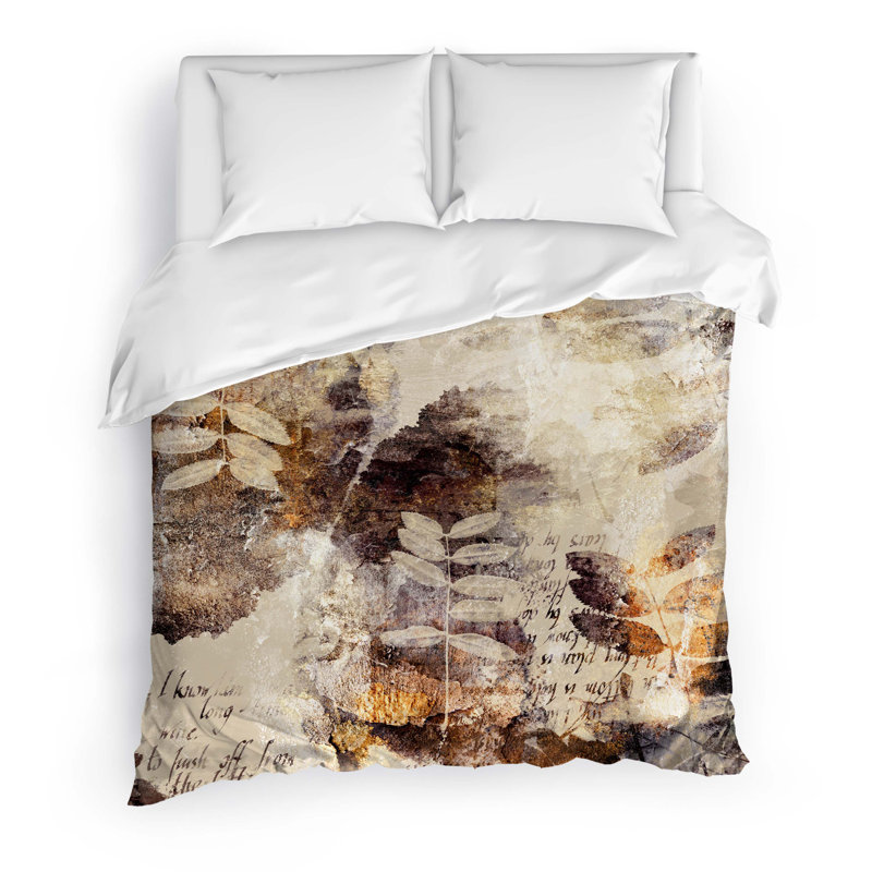 Dry Leaves Polyester Twill Duvet Cover, Queen Duvet Cover + 2 Pillow Cases