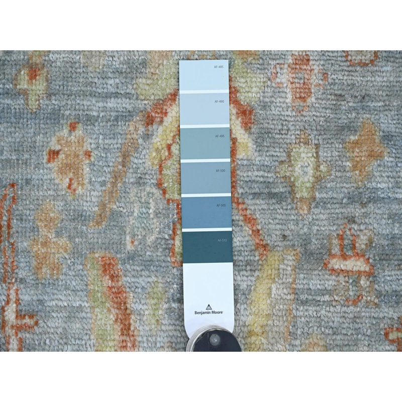 Tapis oriental bleu clair 2 pi x 3 pi, 100% laine, teinture naturelle, motif Angus Oushak afghan avec motif intégral, noué à la main, tapis, échantillon