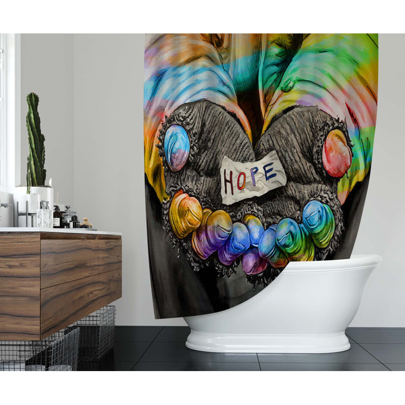 Rideau de douche simple abstrait Hope, H 90 po x l 70 po