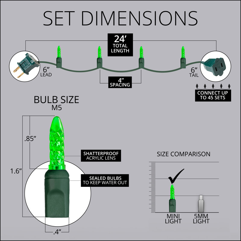 288'' LED String Lights, Green