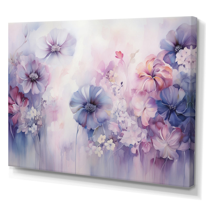 Impression sur toile mauve et mystique mauve, H 34 po x l 44 po x P 1,5 po, Toile tendue