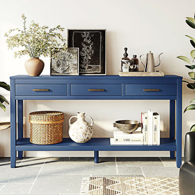 Console de table d'entrée avec tiroirs et tablette inférieure