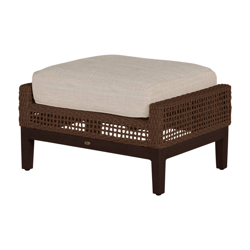 Repose-pieds péninsule tissé - acajou / châtaignier, Pas de passepoil + bourre standard, Sunbrella® ‑ lin colombe