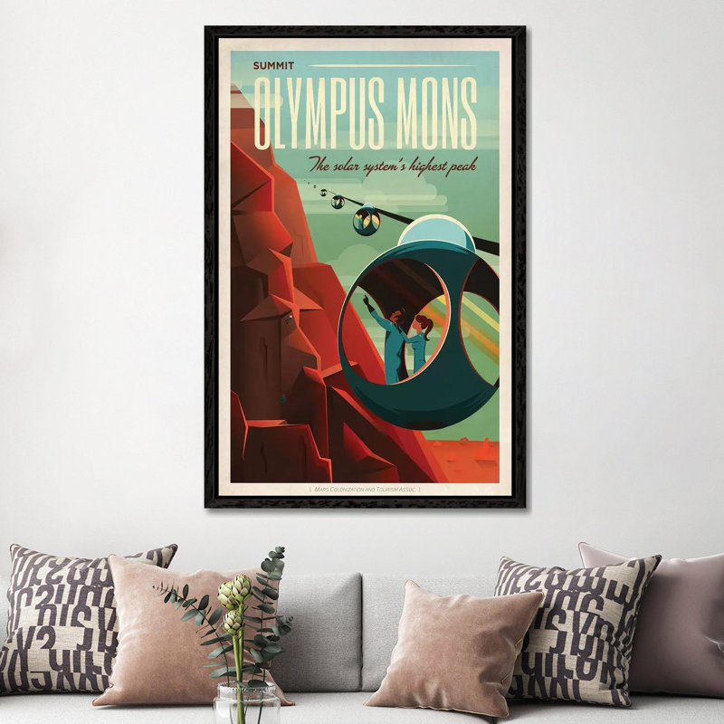 Olympus Mons Space Travel Poster by SpaceX - Print on Canvas, Black Framed, 152.5 cm H x 101.5 cm W