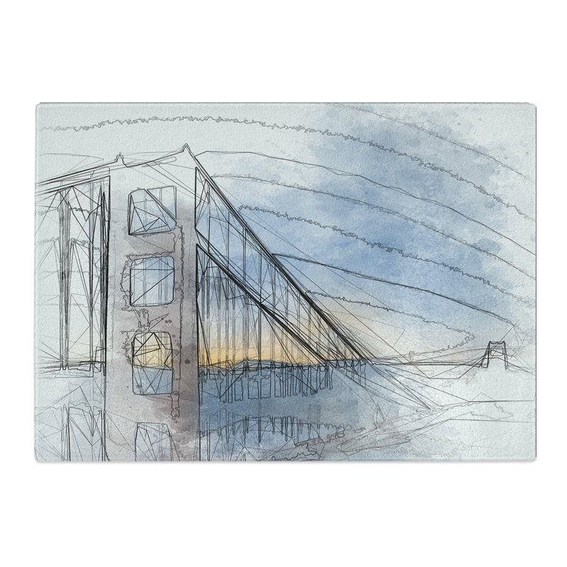 Tempered Glass Mist over the Golden Gate Bridge Chopping Board, 28.5 cm x 39 cm