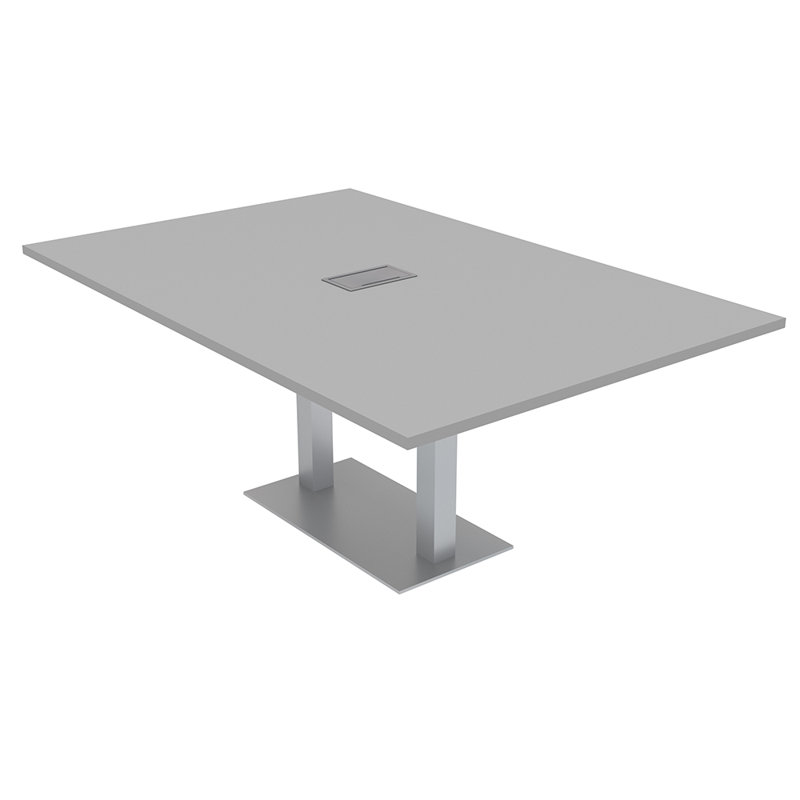 Table de conférence rectangulaire avec base en métal double | Unité électrique, Argent argent, L 72 po x l 48 po