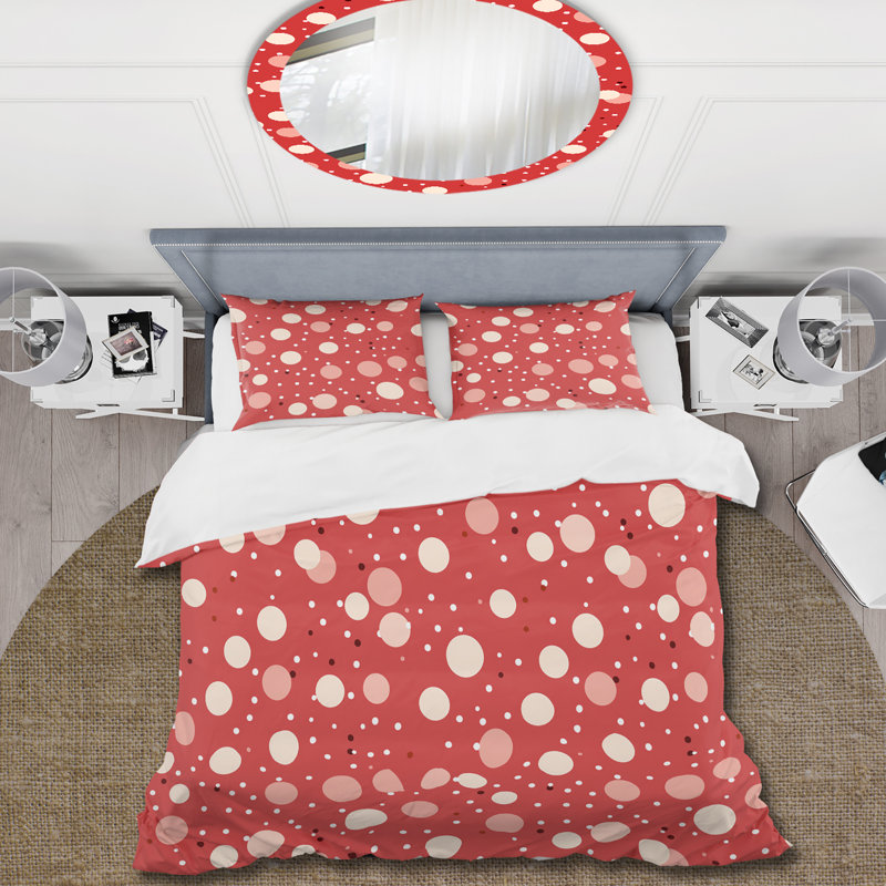 Literie ludique à pois III, Housse de couette pour grand lit et 2 taies décor