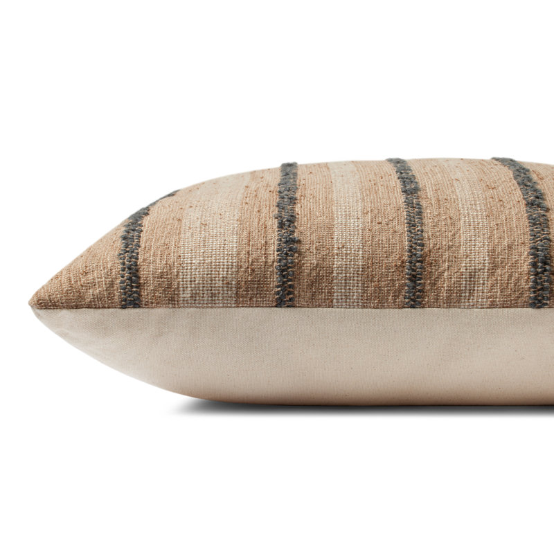 Amber Lewis Natural and Blue Striped 22" x 22" Down Pillow