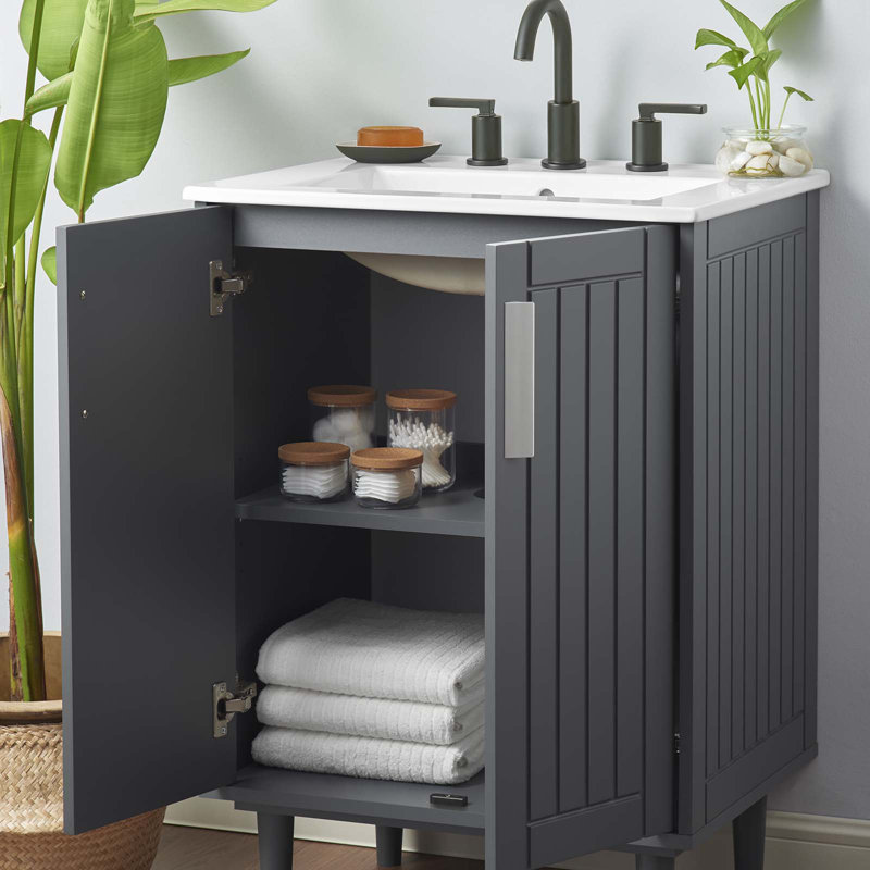 Meuble-lavabo 24 po Modway Augusta, gris, Blanc