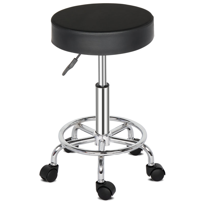 Saltsburg Adjustable Height Ergonomic Lab Stool Wheels, 26" H, Black