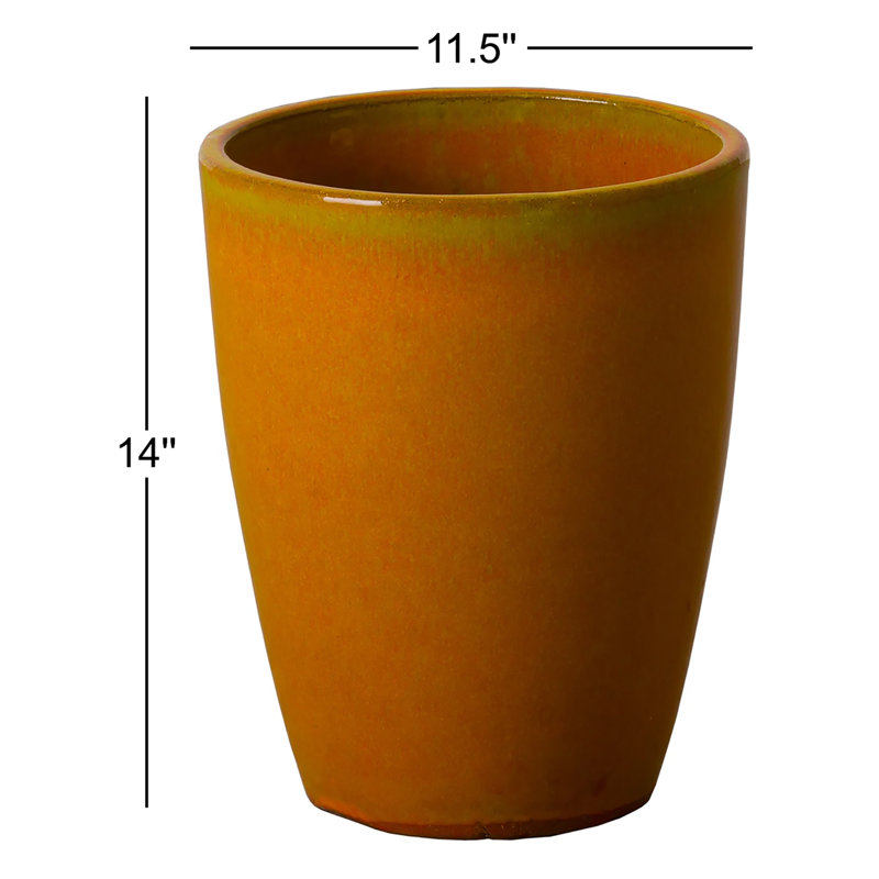 Polygala Handmade Ceramic Pot Planter, 14" H x 11.5" W x 11.5" D, Burnt Orange