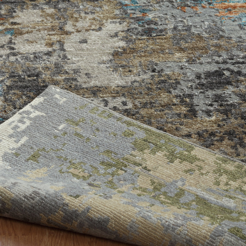 Hand Knotted Area Rug in Gray, Rectangle 3' x 5'