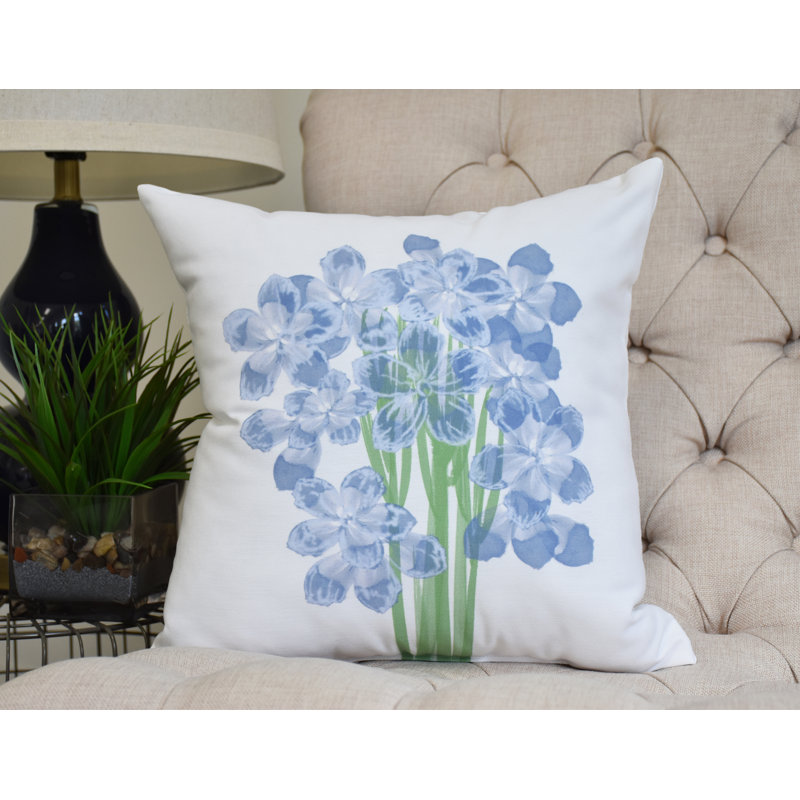 Nantucket Floral Reversible Throw Pillow, Blue, 18" x 18"
