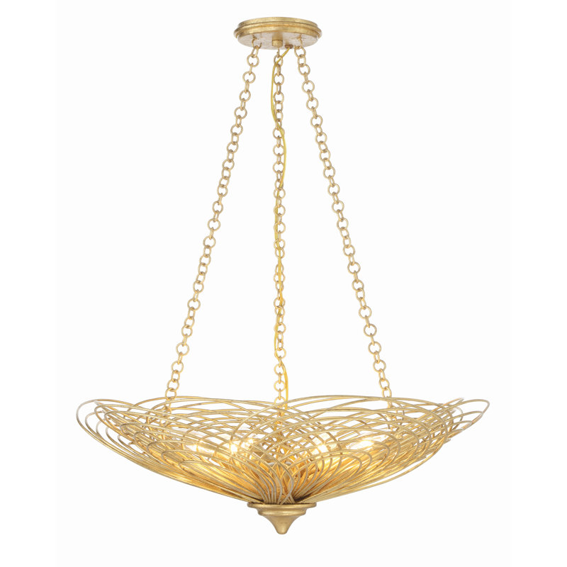 Lustre en forme de globe 6 lumières à intensité variable Ethin, Or renaissance