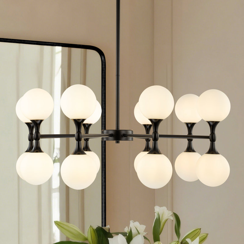 Azucena 16-Light Dimmable Sputnik Sphere Chandelier, Matte Black