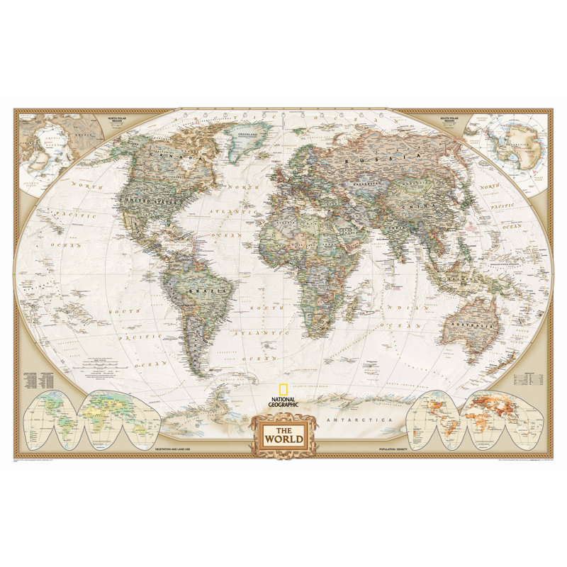 Carte murale World Executive, Taille standard en tube (H 30 po x l 46 po)