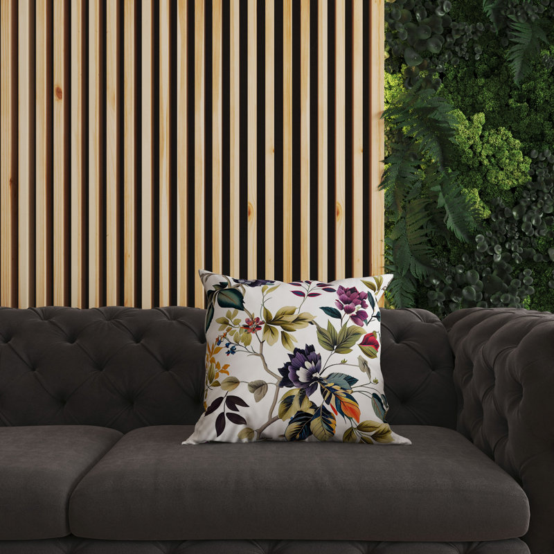 Coussin décoratif intérieur / extérieur Majestic Gardens, H 26 po x l 26 po, Bleu / blanc / mauve floral