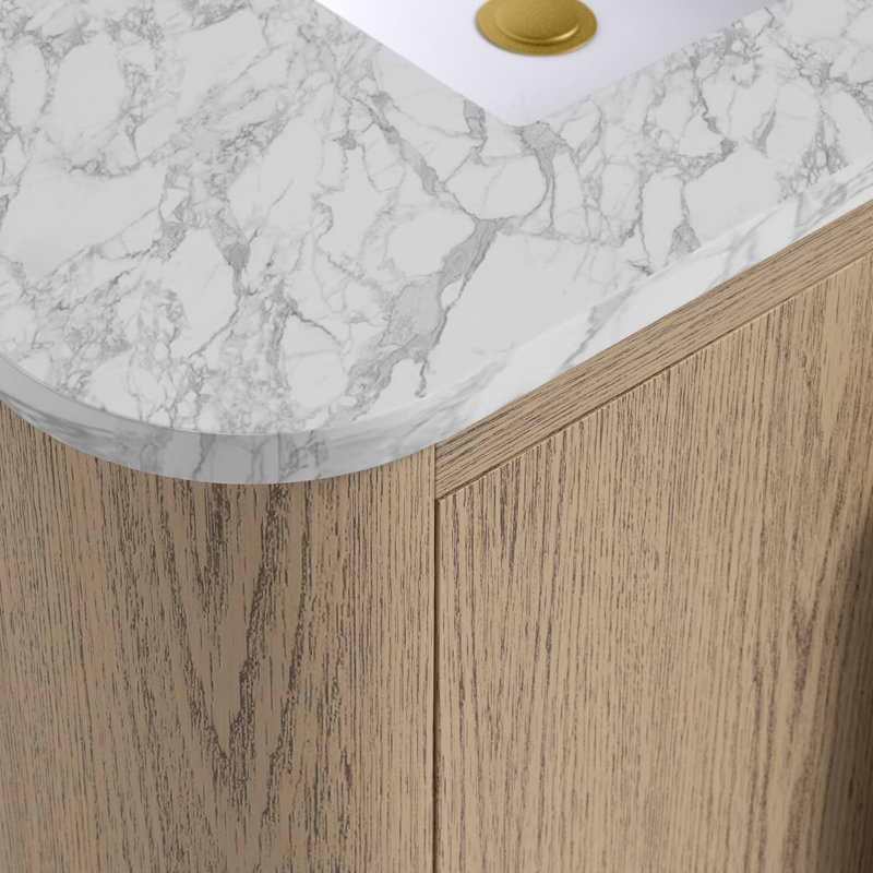 TileBar Studio Vanities Harper Vanity with Top, 36" W, Carrara Marble