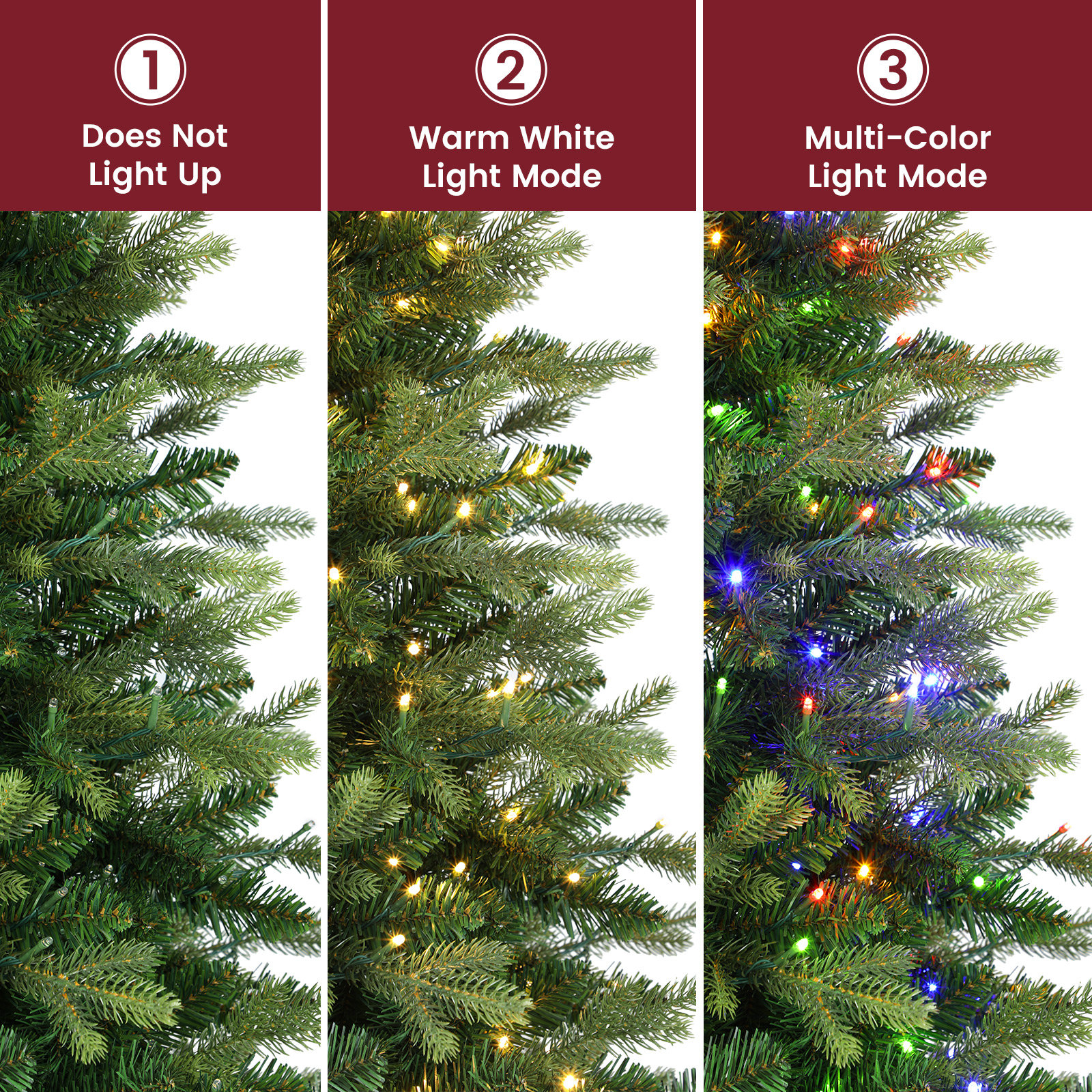 5ft PE Fir Pre-Lit Christmas Tree with Remote Control, 7.5' H