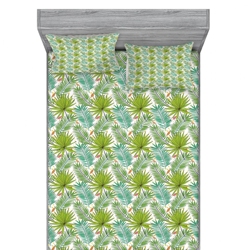 Microfiber Floral Sheet Set, Queen Sheet Set with Fitted Sheet