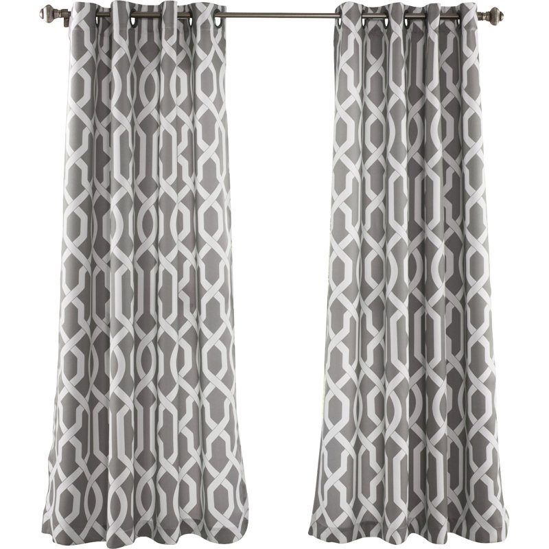 Trellis Room Darkening Curtain Pair, Gray, 52" W x 63" L